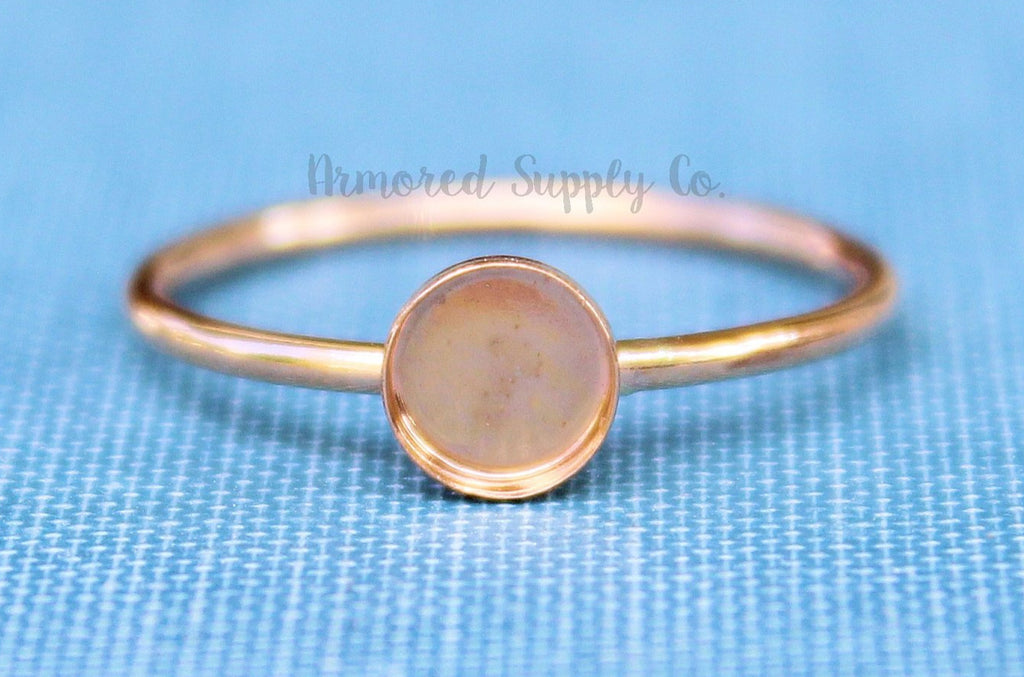 Rose Gold Filled 5mm Bezel Cup Ring blank, Round Cabochon, Breast Milk, DIY jewelry supplies, build your ring, wholesale jewelry, diy ring