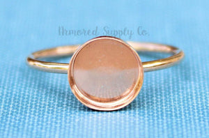 Rose Gold Filled 8mm Bezel Cup Ring blank, Round Cabochon, Breast Milk, DIY jewelry supplies, build your ring, wholesale jewelry, diy ring