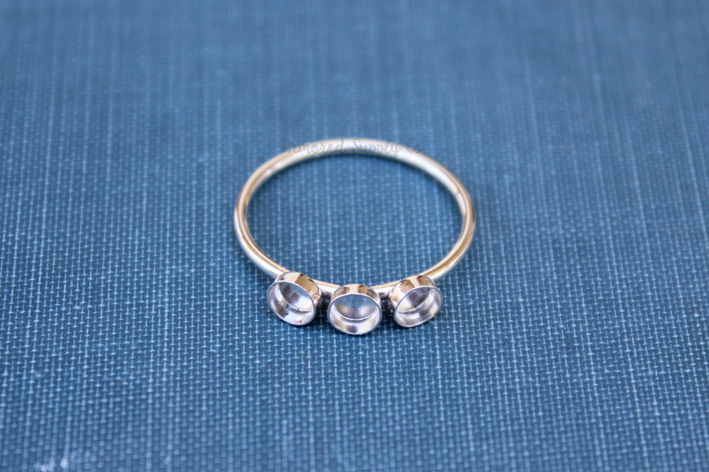 Triple Bezel Cup Ring Blank, Round Cabochon, Resin Glue Pad Breast Milk, DIY jewelry supplies, build your ring, wholesale jewelry, diy ring