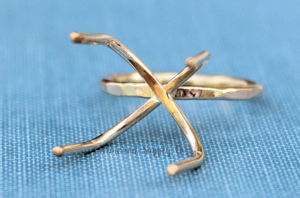 Gold Filled 4 Prong Raw Stone Ring, Claw Prong Ring Blank, Wholesale Ring, Gold Band Ring, DIY Jewelry, Rose Gold Blank, Jewelry Supplies