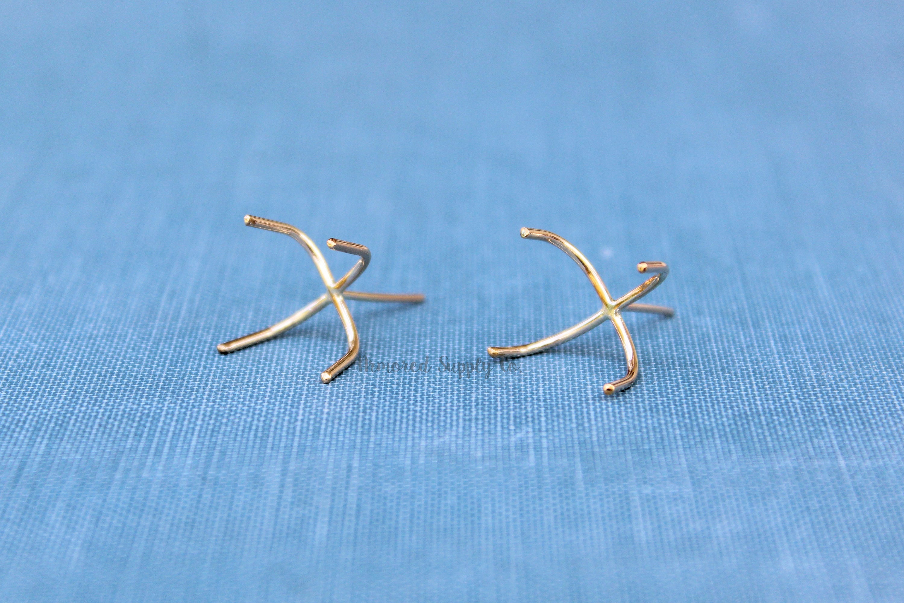 Gold Claw Prong Raw Stone Stud Earring Blanks, 4 Prong Setting, Wholesale Blanks, Gold Raw Stones, DIY Jewelry, Blanks, Jewelry Supplies