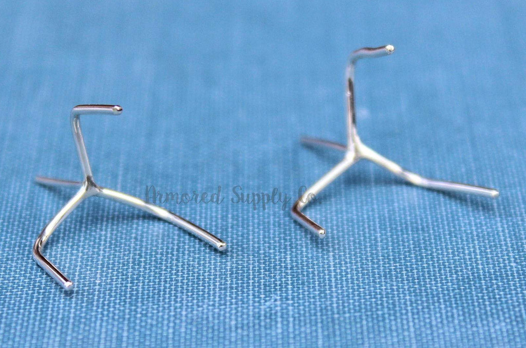 Silver Claw Prong Raw Stone Stud Earring Blanks, 3 Prong Setting, Wholesale Blanks, Raw Stones, DIY Jewelry, Silver Blanks, Jewelry Supplies