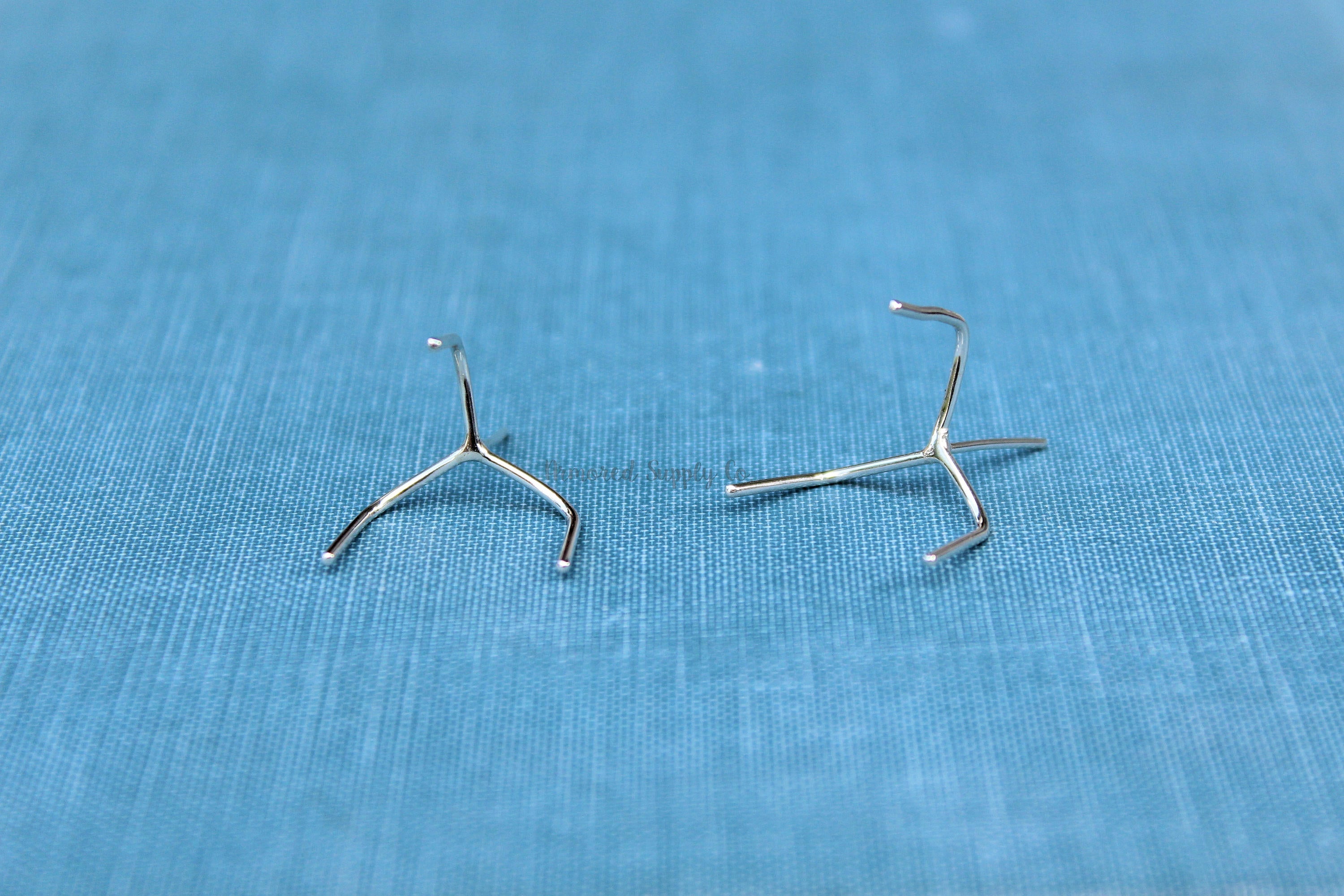 Silver Claw Prong Raw Stone Stud Earring Blanks, 3 Prong Setting, Wholesale Blanks, Raw Stones, DIY Jewelry, Silver Blanks, Jewelry Supplies