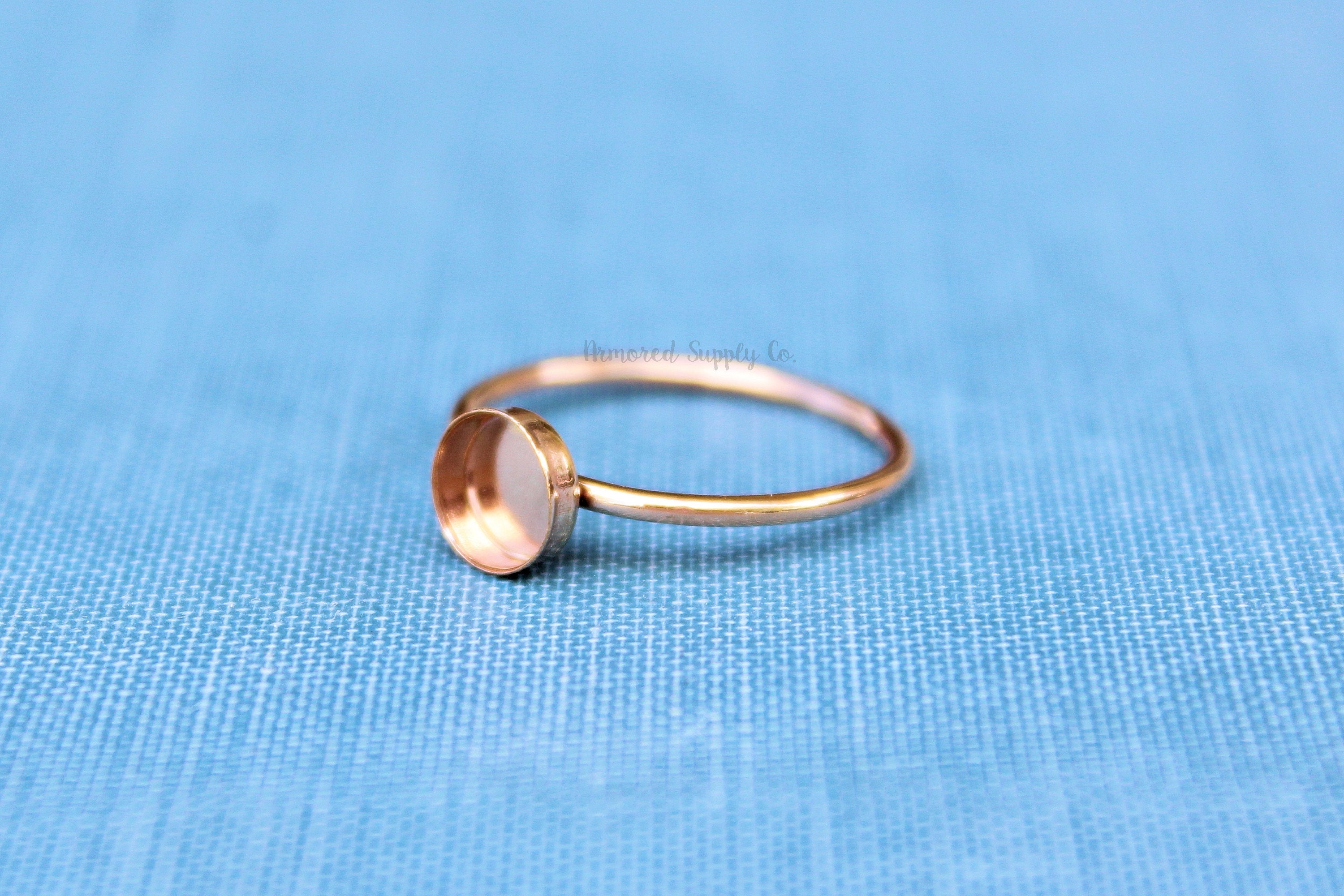 Rose Gold Filled 6mm Bezel Cup Ring blank, Round Cabochon, Breast Milk, DIY jewelry supplies, build your ring, wholesale jewelry, diy ring