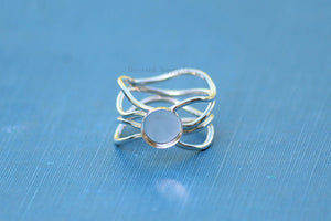 Wide Wave Round Bezel Cup Ring blank, Round Cabochon, Cab, Resin Pad, Breast Milk, DIY jewelry supplies, build your ring, wholesale jewelry