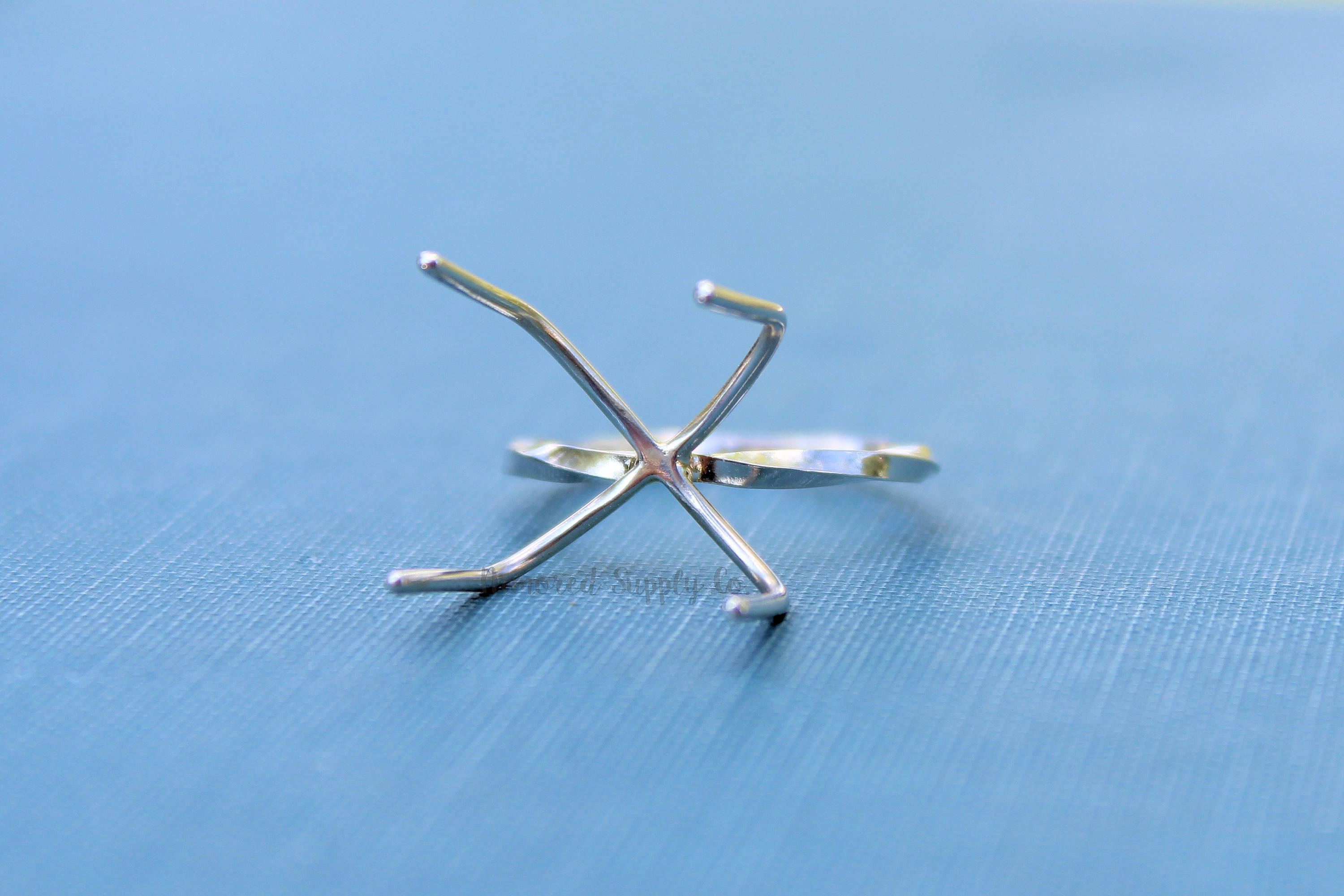 Claw Ring Blank Twist Band, 4 Prong Silver Band, Raw Stone Ring Setting, Wholesale Ring, DIY Jewelry, Silver Ring Blanks, Jewelry Supplies