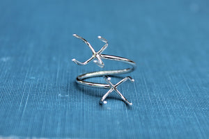 Claw Ring Blank, Adjustable Open Ring, Raw Stone Ring, Double Claw Prong Silver Ring Blank, Wholesale Ring, DIY Jewelry, Jewelry Supplies