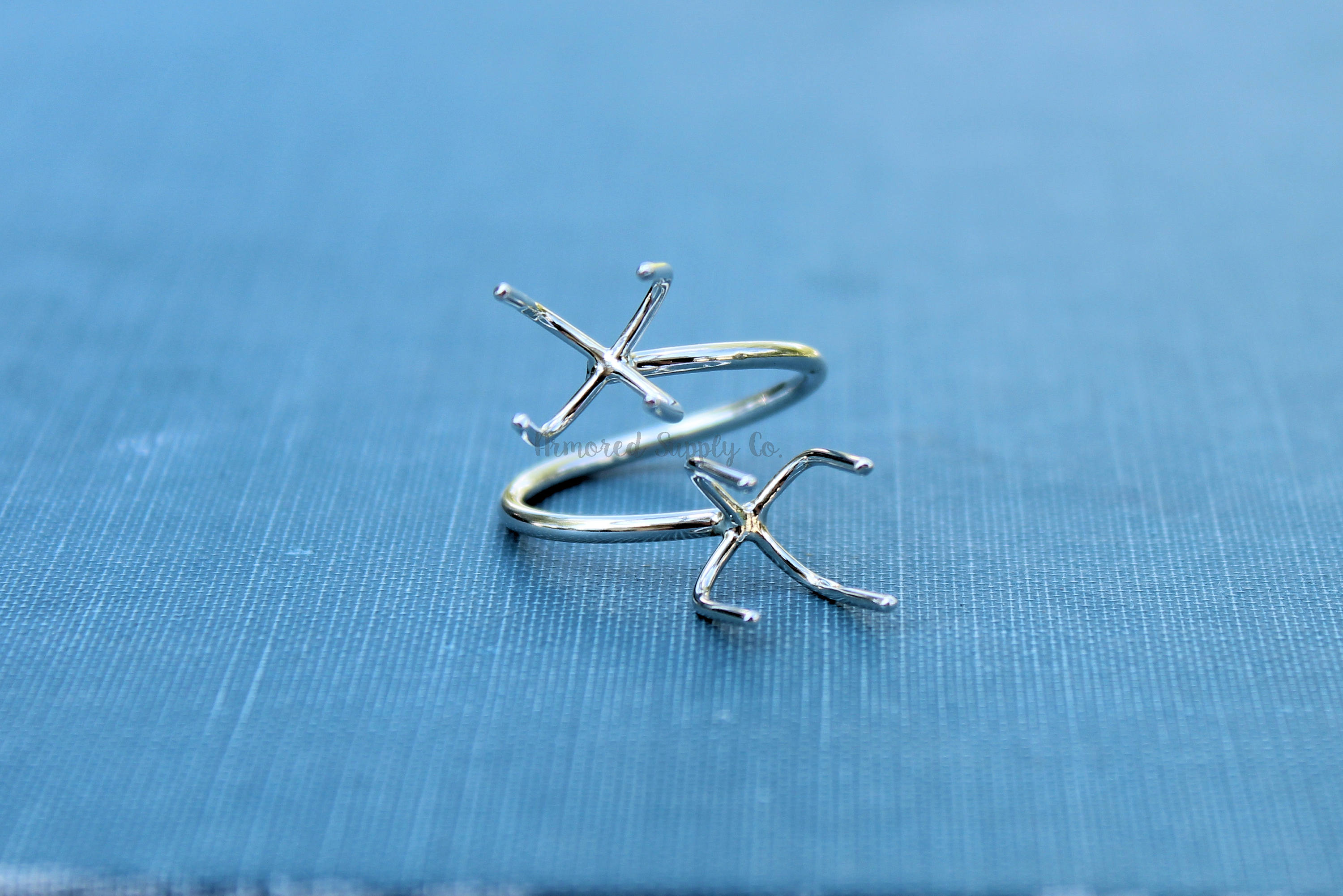 Claw Ring Blank, Adjustable Open Ring, Raw Stone Ring, Double Claw Prong Silver Ring Blank, Wholesale Ring, DIY Jewelry, Jewelry Supplies