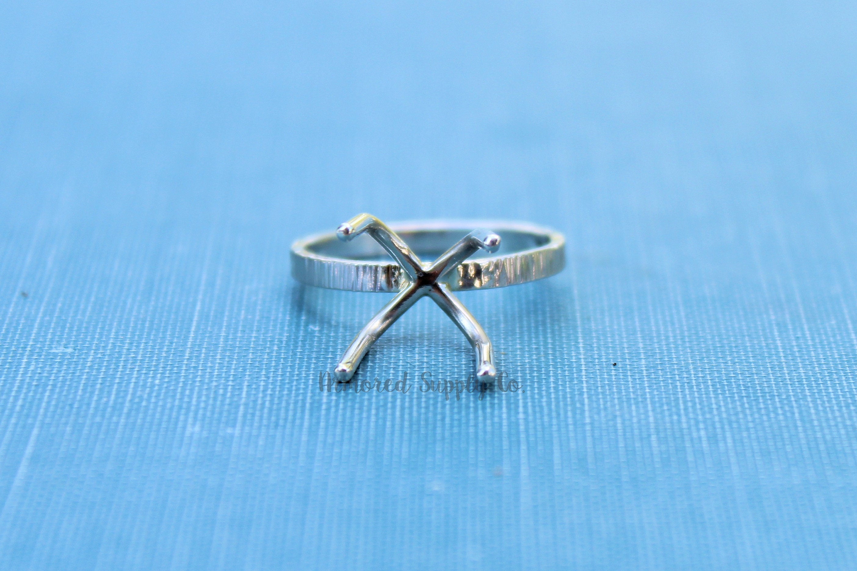 Claw Prong Raw Stone Lined Ring Blank , 4 Prong Silver Ring, Wholesale Ring, Raw Stone Setting, DIY Jewelry, Silver Blanks, Jewelry Supplies