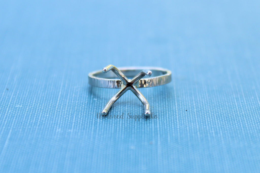 Claw Prong Raw Stone Lined Ring Blank , 4 Prong Silver Ring, Wholesale Ring, Raw Stone Setting, DIY Jewelry, Silver Blanks, Jewelry Supplies