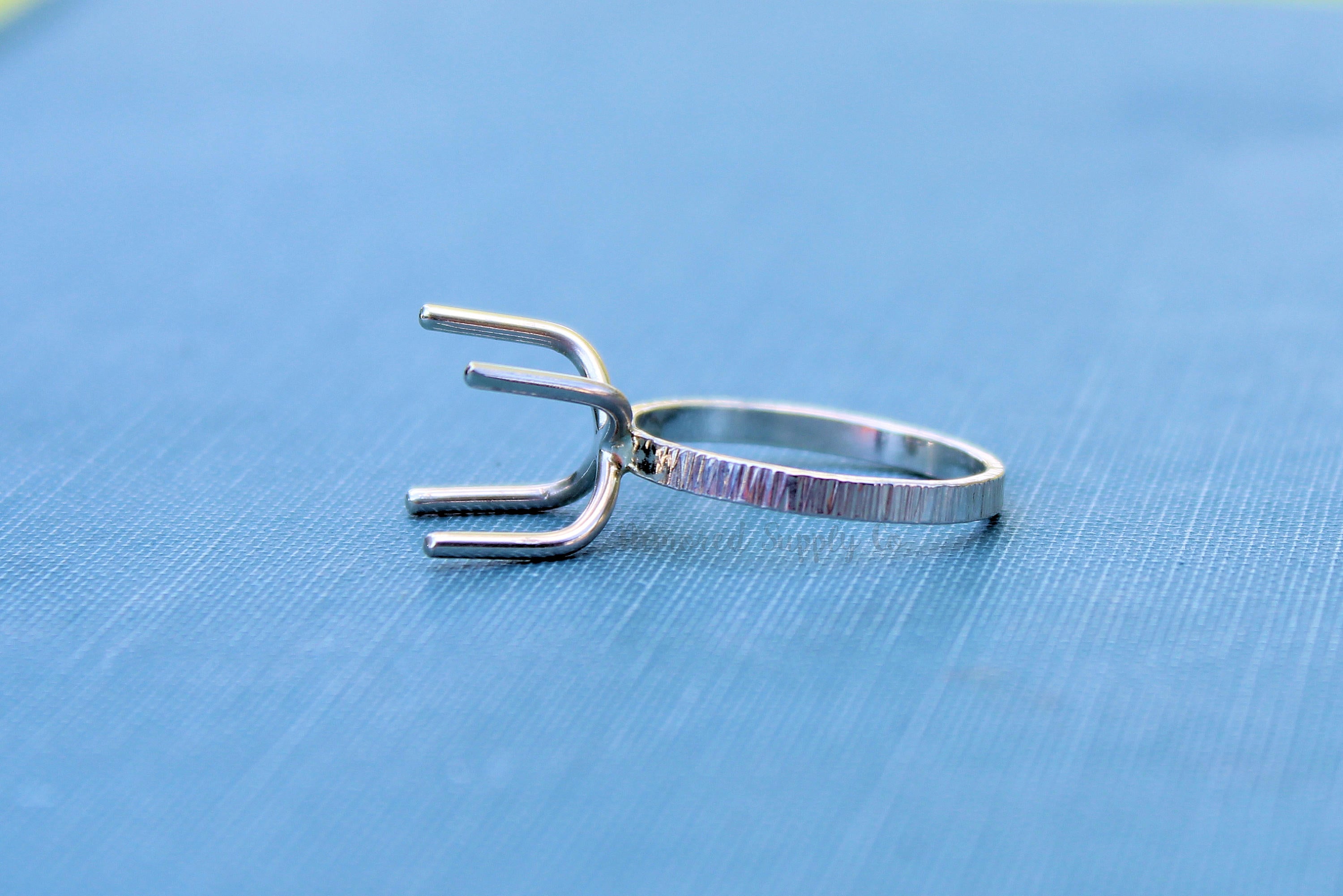 Claw Prong Raw Stone Lined Ring Blank , 4 Prong Silver Ring, Wholesale Ring, Raw Stone Setting, DIY Jewelry, Silver Blanks, Jewelry Supplies