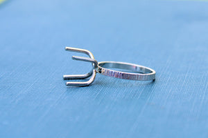Claw Prong Raw Stone Lined Ring Blank , 4 Prong Silver Ring, Wholesale Ring, Raw Stone Setting, DIY Jewelry, Silver Blanks, Jewelry Supplies