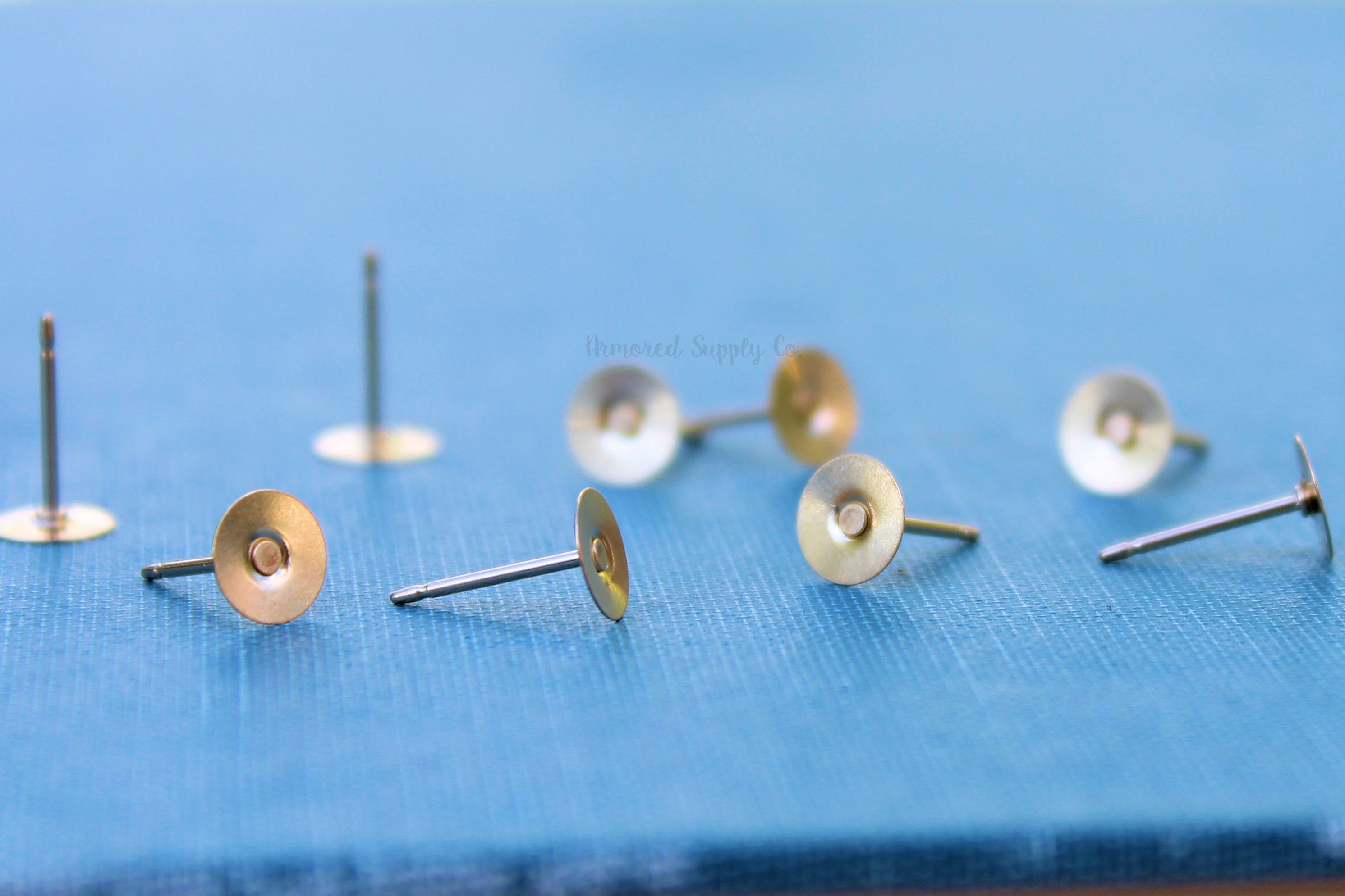Gold-Filled 6mm Pad Post Earrings, Gold Earring Pads, Earring Disc, Wholesale Blanks, Disk Earrings, DIY Jewelry, Jewelry Supplies