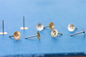 Gold-Filled 6mm Pad Post Earrings, Gold Earring Pads, Earring Disc, Wholesale Blanks, Disk Earrings, DIY Jewelry, Jewelry Supplies