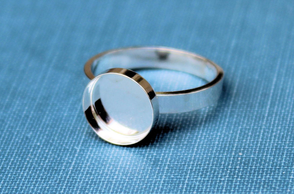 14mm Bezel Cup Ring blank Style #3, Round Cabochon, Glue Pad Breast Milk, DIY jewelry supplies, build your ring, wholesale jewelry, diy ring