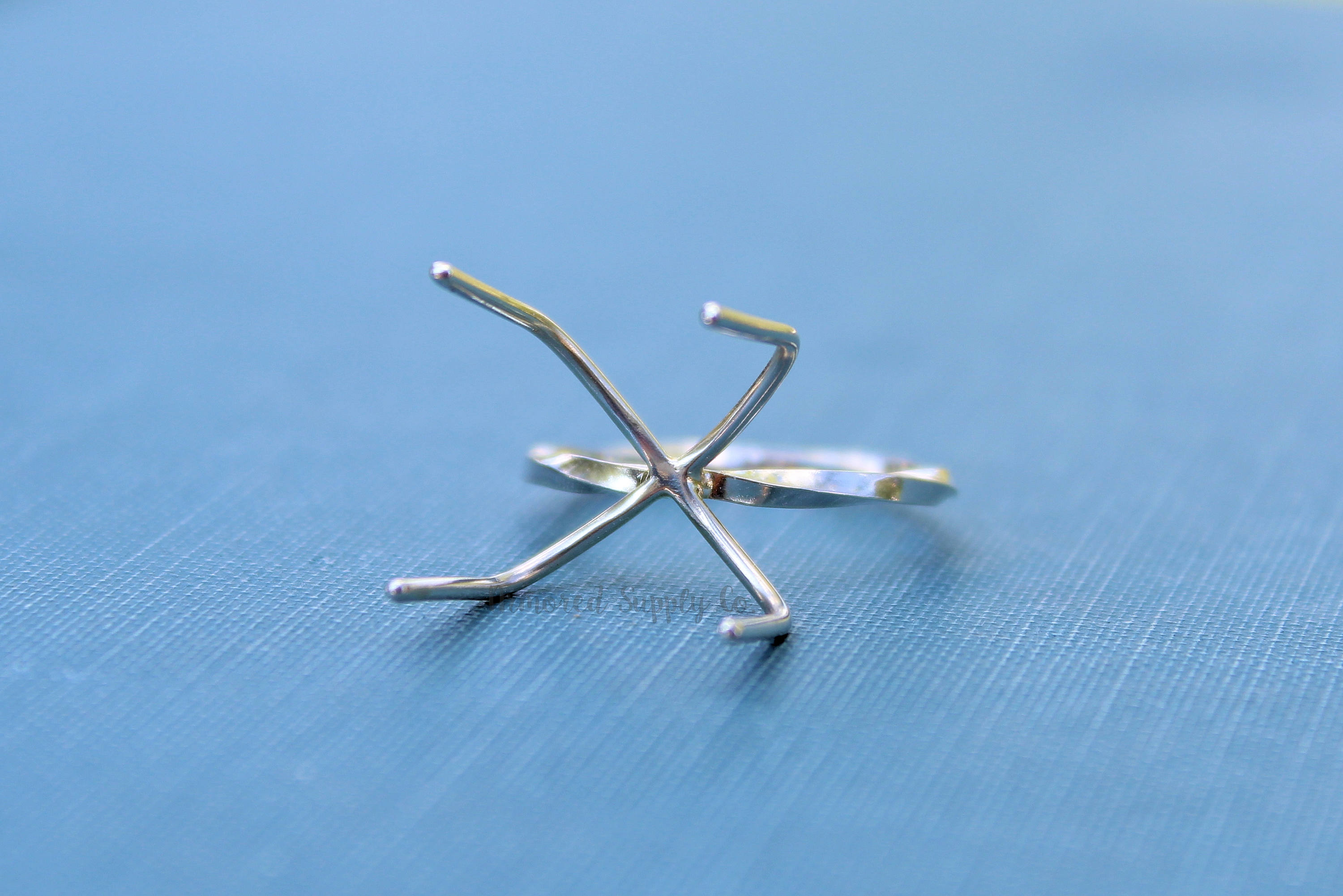 Claw Ring Blank Twist Band, 4 Prong Silver Band, Raw Stone Ring Setting, Wholesale Ring, DIY Jewelry, Silver Ring Blanks, Jewelry Supplies