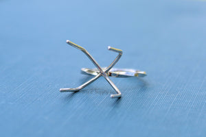 Claw Ring Blank Twist Band, 4 Prong Silver Band, Raw Stone Ring Setting, Wholesale Ring, DIY Jewelry, Silver Ring Blanks, Jewelry Supplies