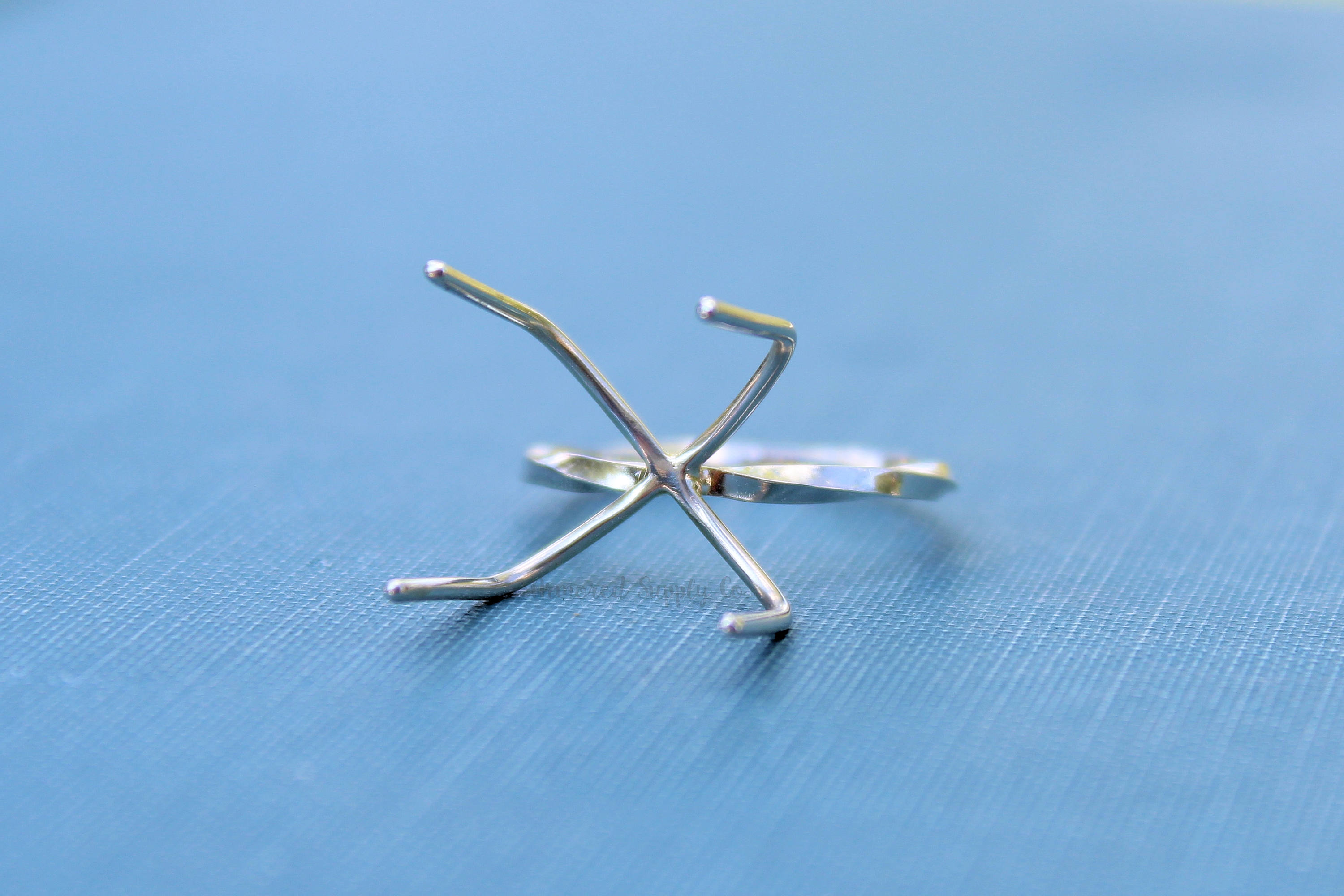Claw Ring Blank Twist Band, 4 Prong Silver Band, Raw Stone Ring Setting, Wholesale Ring, DIY Jewelry, Silver Ring Blanks, Jewelry Supplies