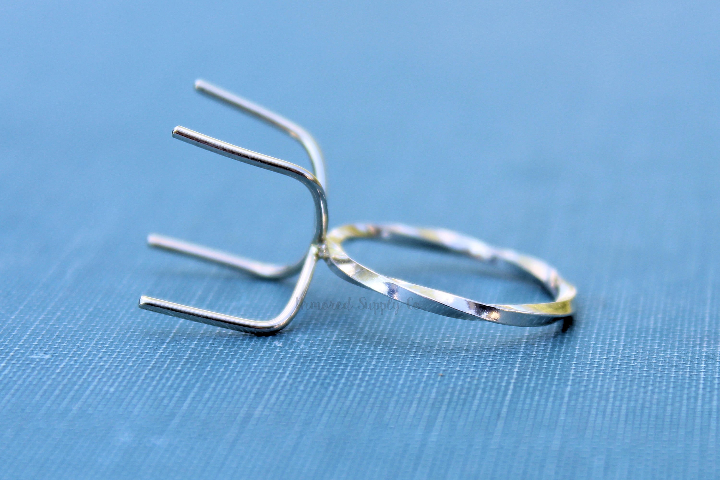 Claw Ring Blank Twist Band, 4 Prong Silver Band, Raw Stone Ring Setting, Wholesale Ring, DIY Jewelry, Silver Ring Blanks, Jewelry Supplies