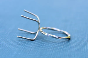 Claw Ring Blank Twist Band, 4 Prong Silver Band, Raw Stone Ring Setting, Wholesale Ring, DIY Jewelry, Silver Ring Blanks, Jewelry Supplies
