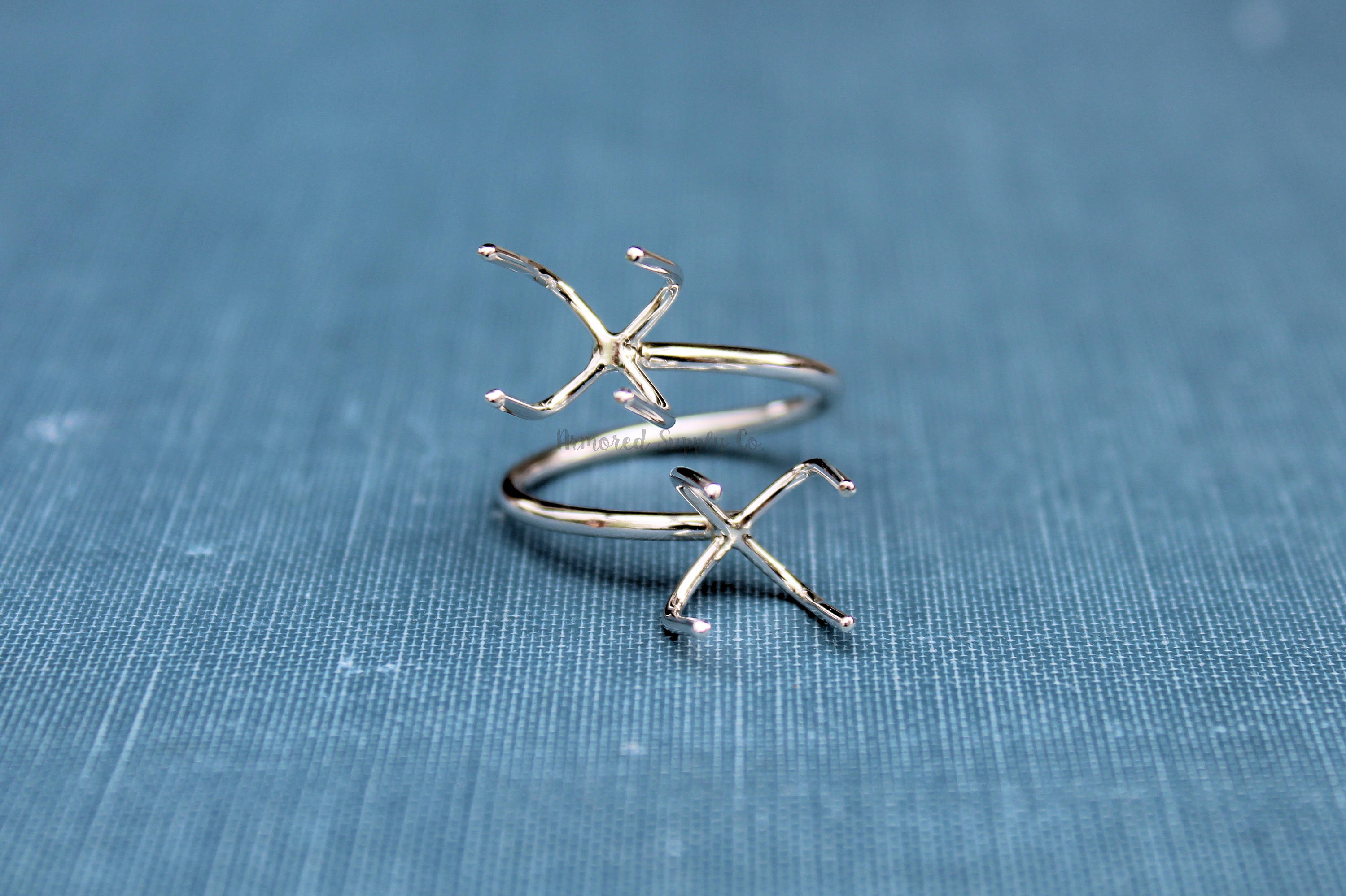 Claw Ring Blank, Adjustable Open Ring, Raw Stone Ring, Double Claw Prong Silver Ring Blank, Wholesale Ring, DIY Jewelry, Jewelry Supplies