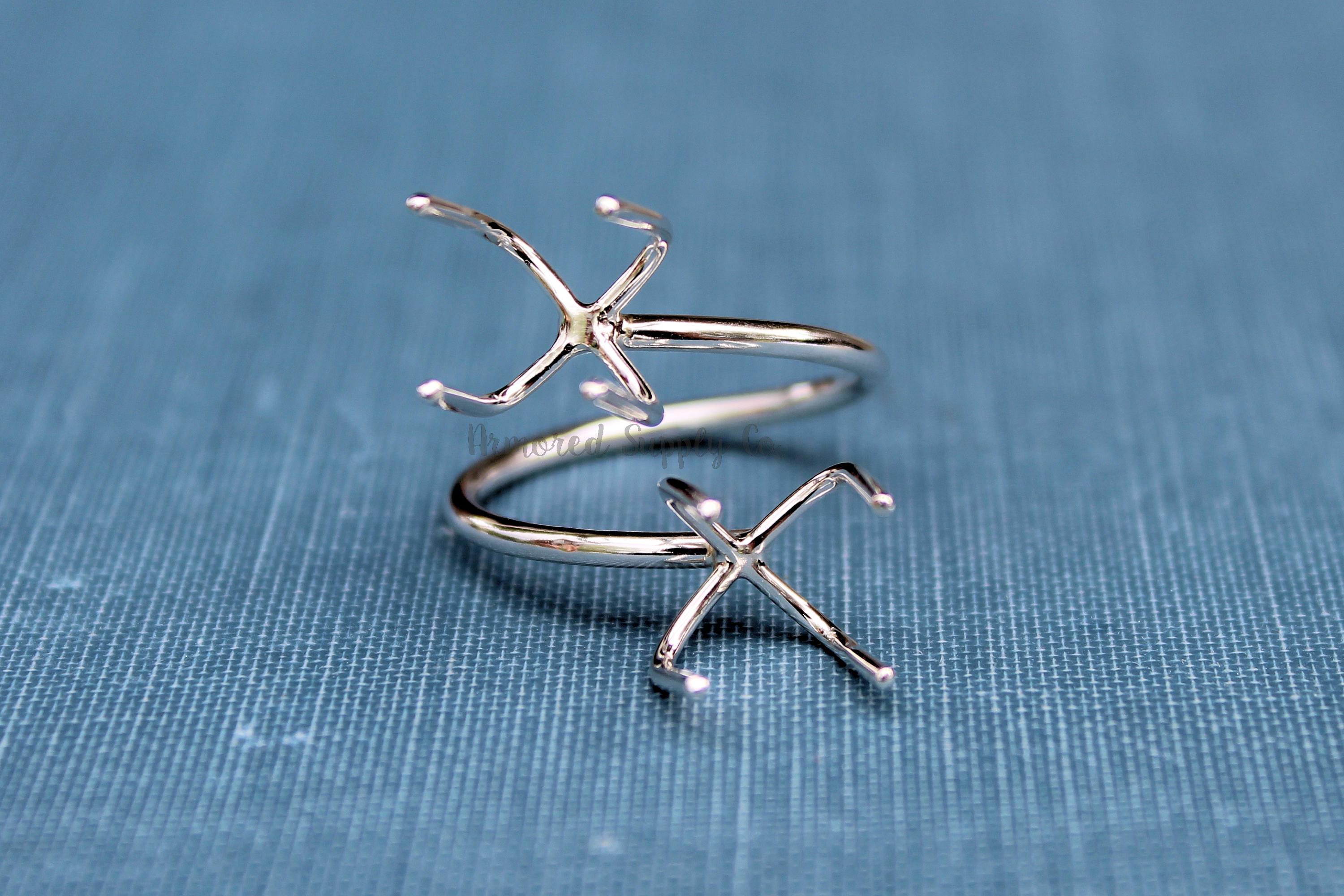 Claw Ring Blank, Adjustable Open Ring, Raw Stone Ring, Double Claw Prong Silver Ring Blank, Wholesale Ring, DIY Jewelry, Jewelry Supplies