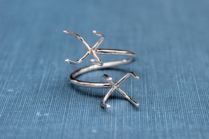 Claw Ring Blank, Adjustable Open Ring, Raw Stone Ring, Double Claw Prong Silver Ring Blank, Wholesale Ring, DIY Jewelry, Jewelry Supplies