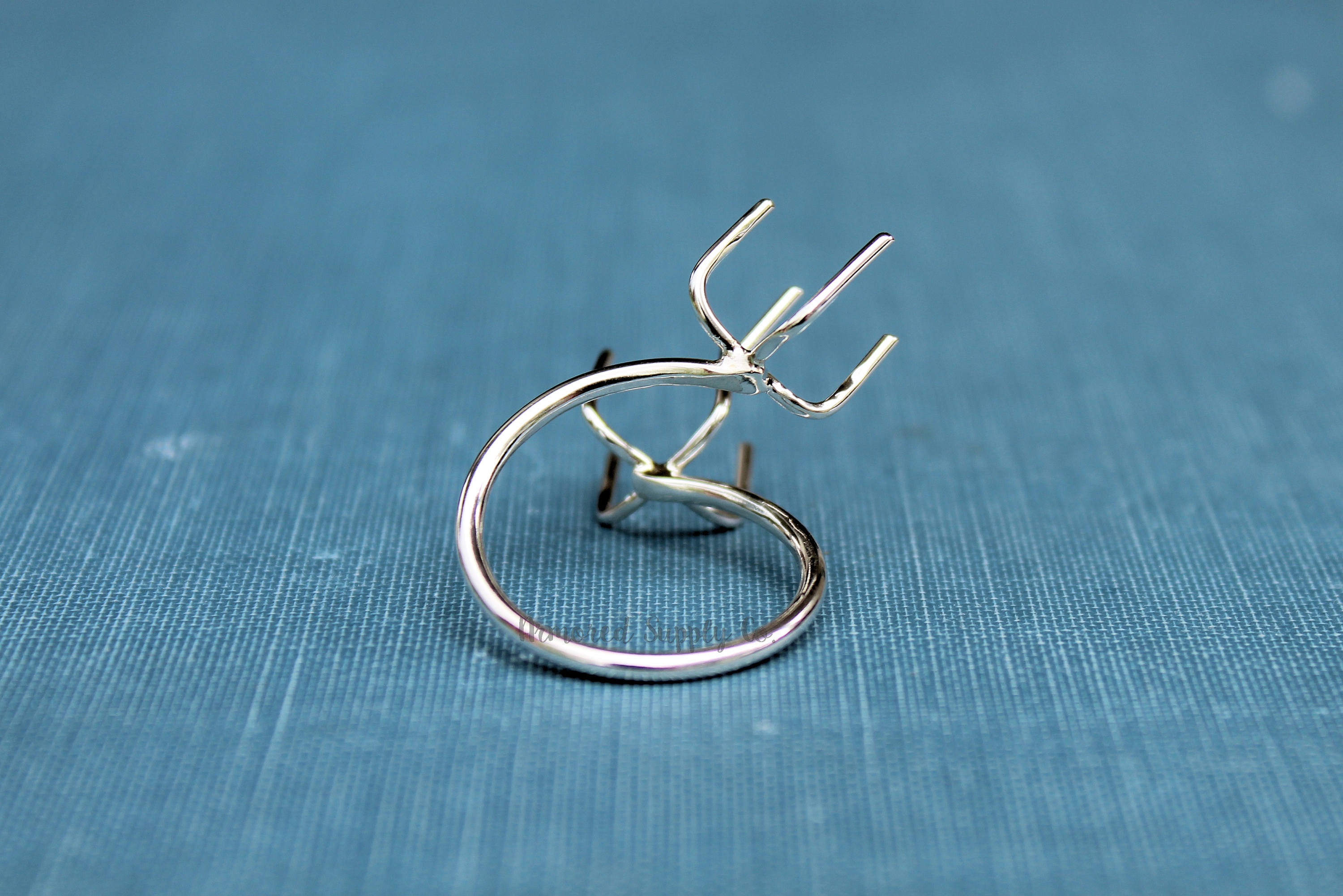 Claw Ring Blank, Adjustable Open Ring, Raw Stone Ring, Double Claw Prong Silver Ring Blank, Wholesale Ring, DIY Jewelry, Jewelry Supplies