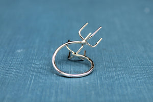 Claw Ring Blank, Adjustable Open Ring, Raw Stone Ring, Double Claw Prong Silver Ring Blank, Wholesale Ring, DIY Jewelry, Jewelry Supplies