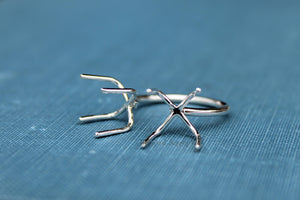 Claw Prong Ring Blank, Adjustable Open Ring Band, Double Claw Prong Silver Ring Blank, Wholesale Silver Ring, DIY Jewelry, Jewelry Supplies