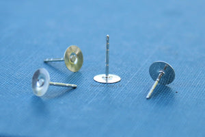 Sterling Silver 8mm Pad Post Earrings, Silver Earring Pads, Earring Disc, Wholesale Blanks, Disk Earrings, DIY Jewelry, Jewelry Supplies