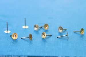 Gold-Filled 6mm Pad Post Earrings, Gold Earring Pads, Earring Disc, Wholesale Blanks, Disk Earrings, DIY Jewelry, Jewelry Supplies