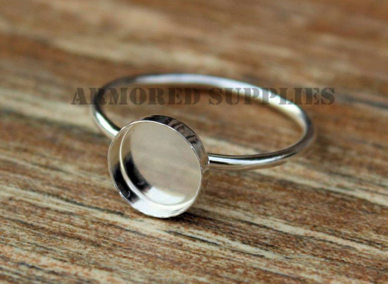 12mm Bezel Cup Ring blank, Round Cabochon, Cab Resin Glue Pad Breast Milk, DIY jewelry supply, build your ring, wholesale jewelry, diy ring