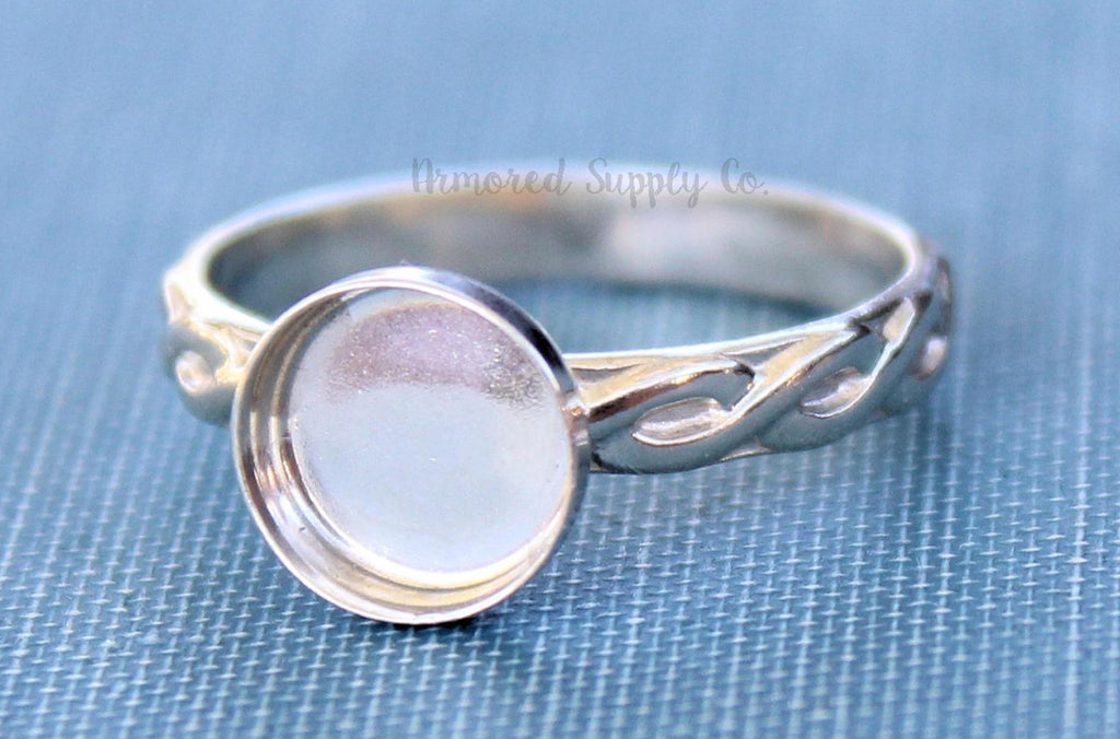 Celtic Infinity Bezel Cup Ring blank, Round Cabochon, Cabochon, Resin Pad, DIY jewelry supplies, build your ring, wholesale jewelry 6mm 8mm