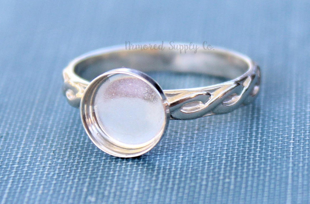 Celtic Infinity Bezel Cup Ring blank, Round Cabochon, Cabochon, Resin Pad, DIY jewelry supplies, build your ring, wholesale jewelry 6mm 8mm