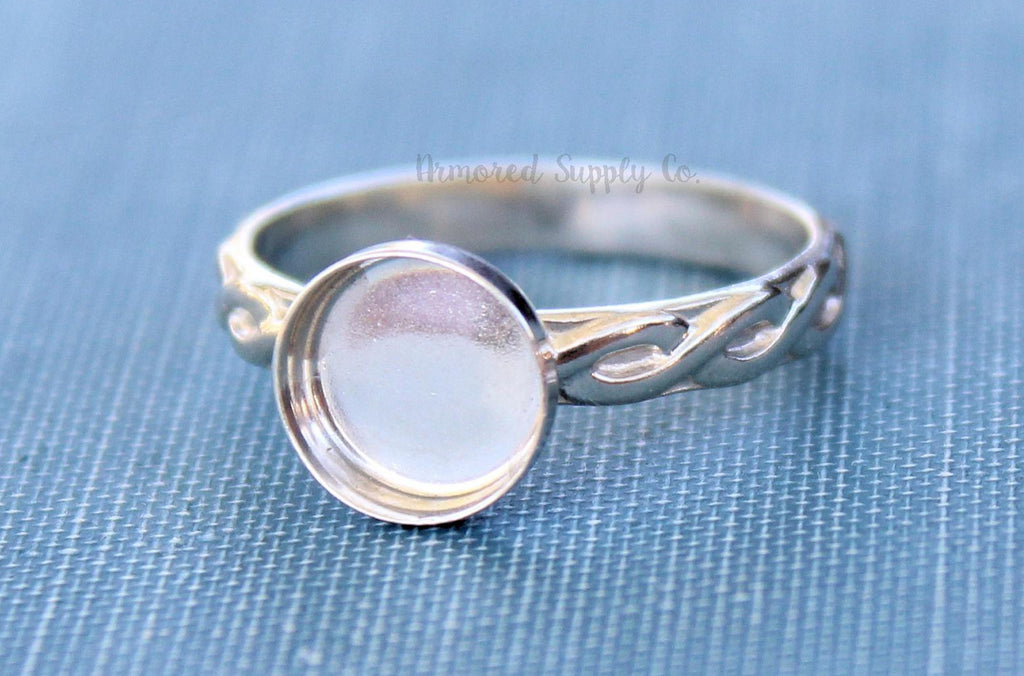 Celtic Infinity Bezel Cup Ring blank, Round Cabochon, Cabochon, Resin Pad, DIY jewelry supplies, build your ring, wholesale jewelry 6mm 8mm
