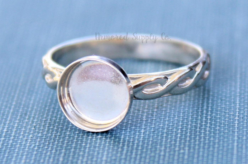Celtic Infinity Bezel Cup Ring blank, Round Cabochon, Cabochon, Resin Pad, DIY jewelry supplies, build your ring, wholesale jewelry 6mm 8mm