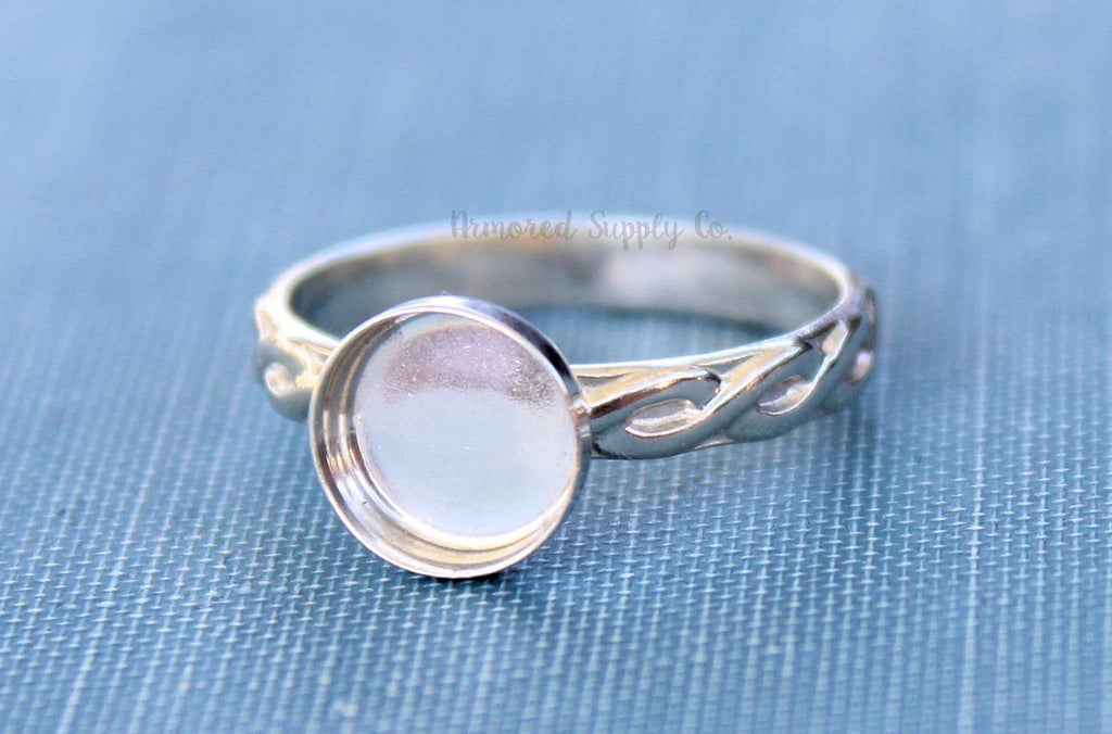 Celtic Infinity Bezel Cup Ring blank, Round Cabochon, Cabochon, Resin Pad, DIY jewelry supplies, build your ring, wholesale jewelry 6mm 8mm