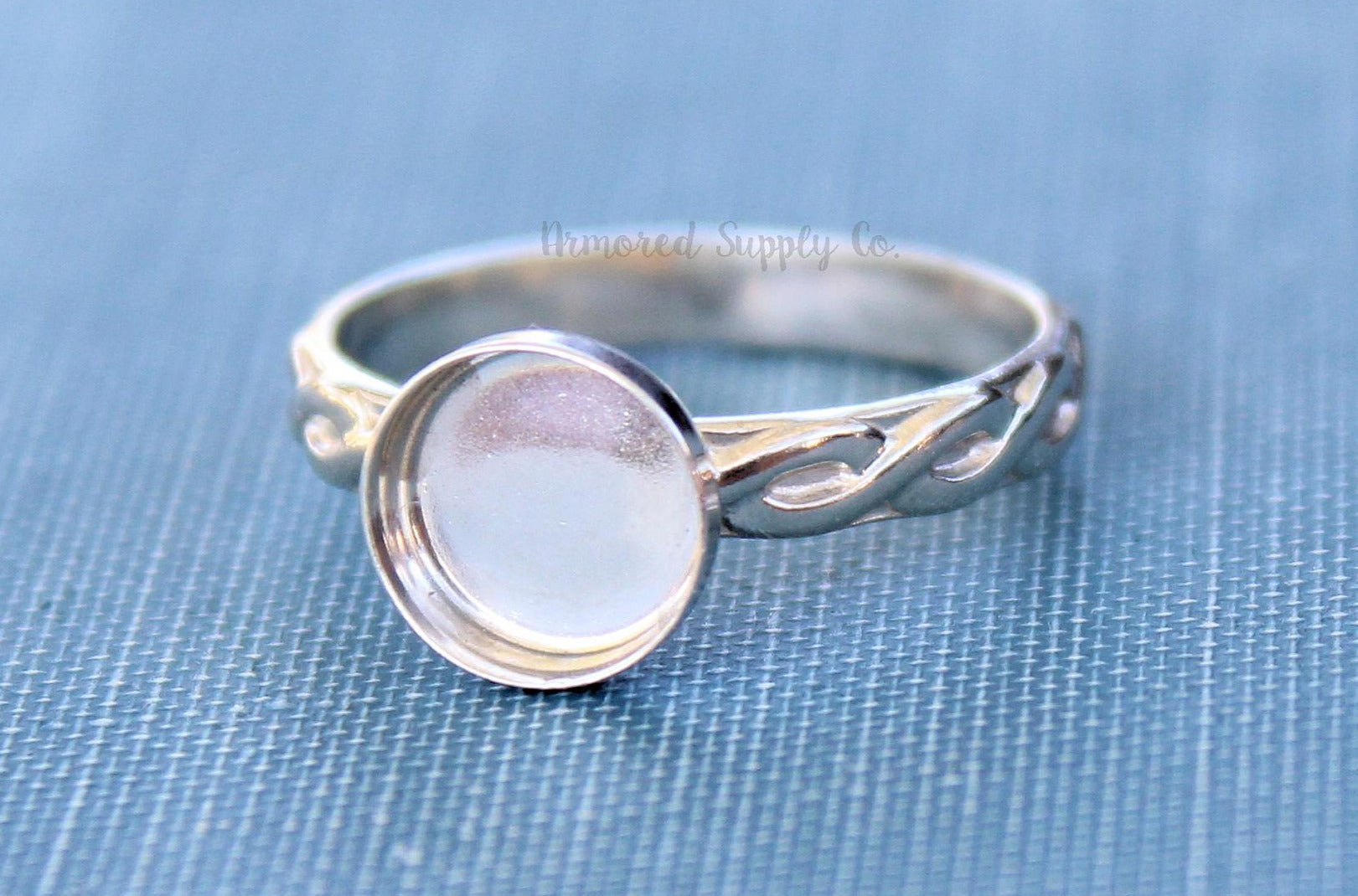 Celtic Infinity Bezel Cup Ring blank, Round Cabochon, Cabochon, Resin Pad, DIY jewelry supplies, build your ring, wholesale jewelry 6mm 8mm