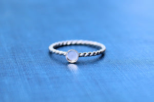Silver 6mm Bezel Cup Rope Ring blank, Round Cabochon, Cab Resin Pad Breast Milk, DIY jewelry supplies, build your ring, wholesale jewelry