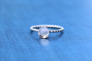 Silver 7mm Bezel Cup Rope Ring blank, Round Cabochon, Cab Resin Pad Breast Milk, DIY jewelry supplies, build your ring, wholesale jewelry