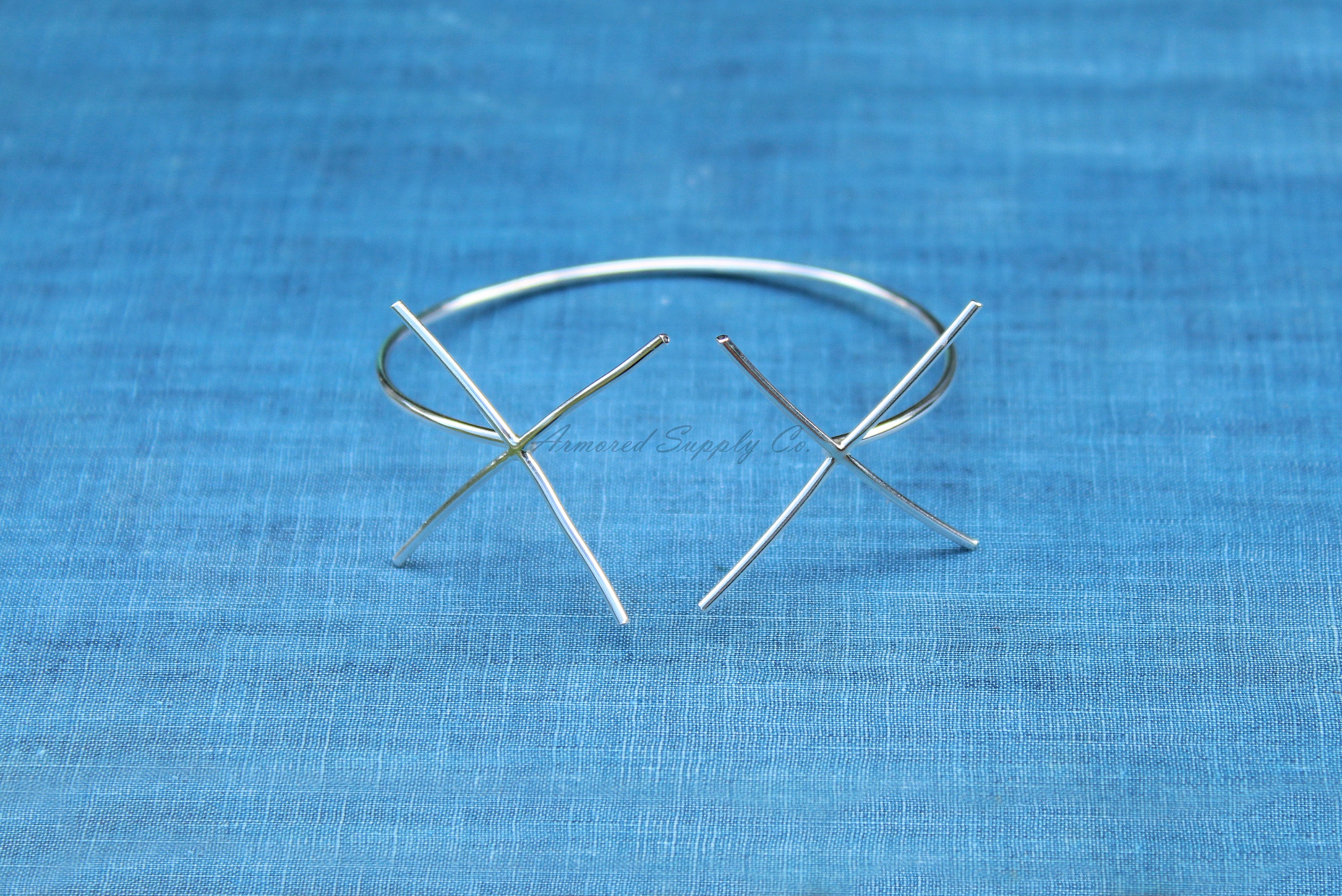 Silver Double Claw Prong Raw Stone Bracelet Blank, 4 Prong Setting, Wholesale Blanks, Bangle, DIY Jewelry, Silver Cuff, Jewelry Supplies