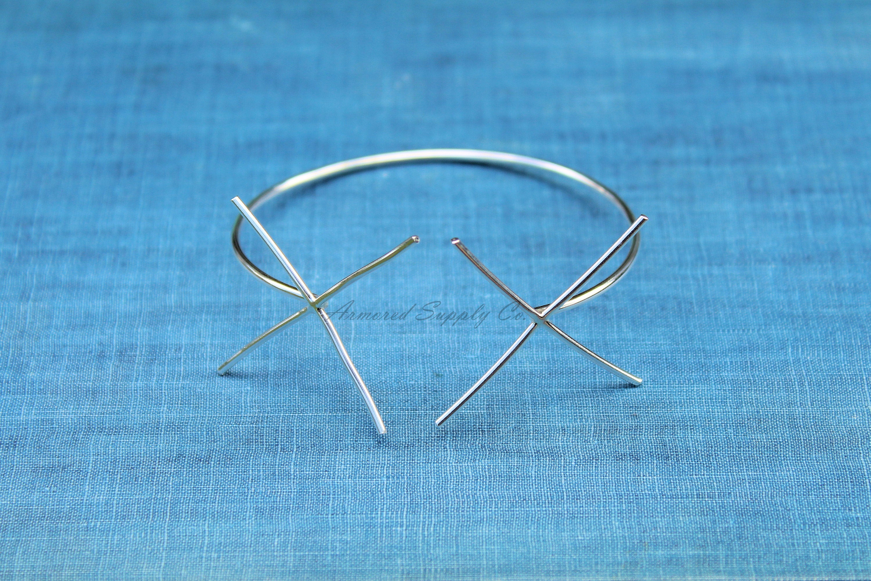 Silver Double Claw Prong Raw Stone Bracelet Blank, 4 Prong Setting, Wholesale Blanks, Bangle, DIY Jewelry, Silver Cuff, Jewelry Supplies