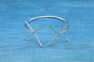 Silver Double Claw Prong Raw Stone Bracelet Blank, 4 Prong Setting, Wholesale Blanks, Bangle, DIY Jewelry, Silver Cuff, Jewelry Supplies