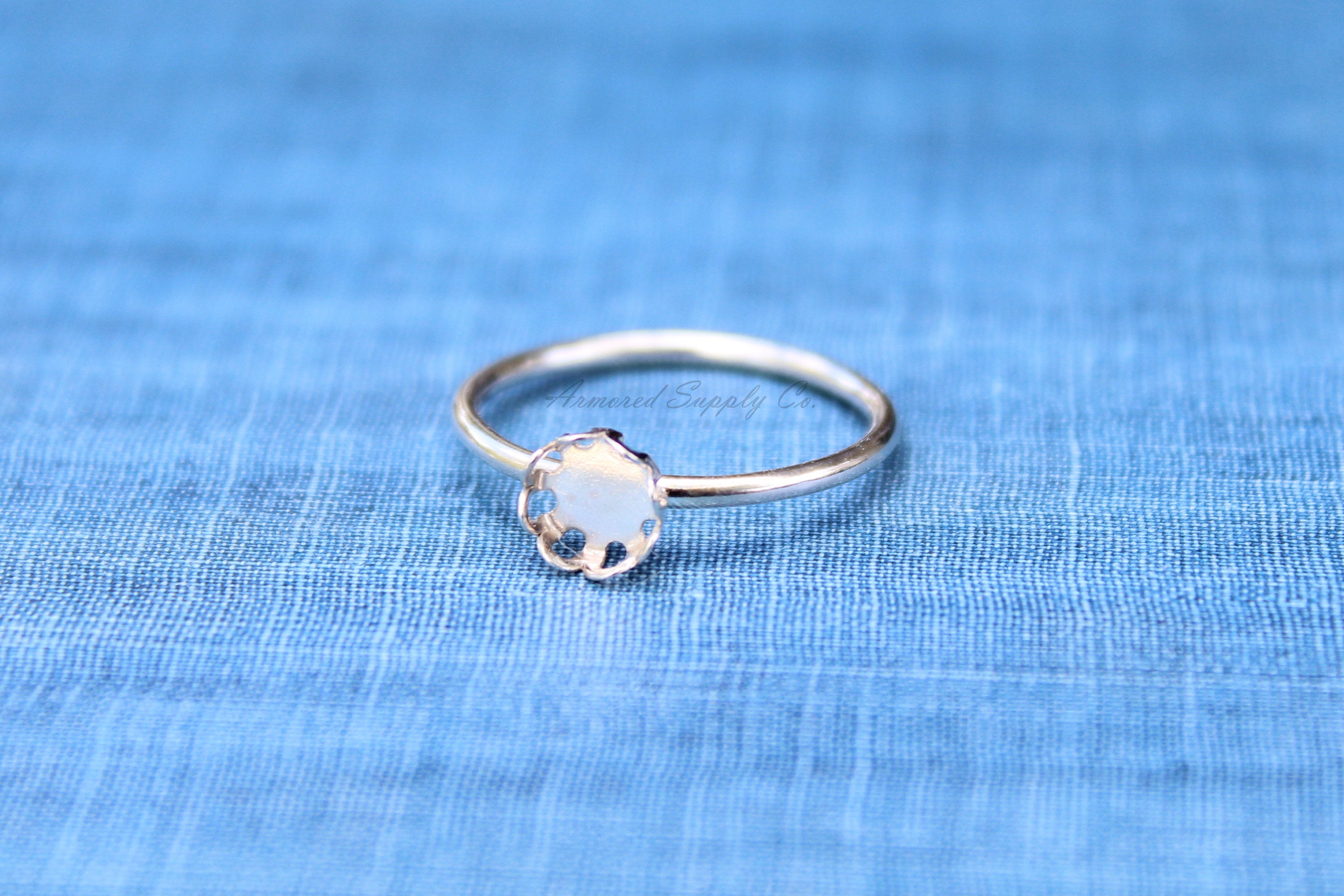 6mm Scalloped Bezel Cup Ring blank, Round Cabochon, Glue Pad Breast Milk, DIY jewelry supplies, build your ring, wholesale jewelry, diy ring