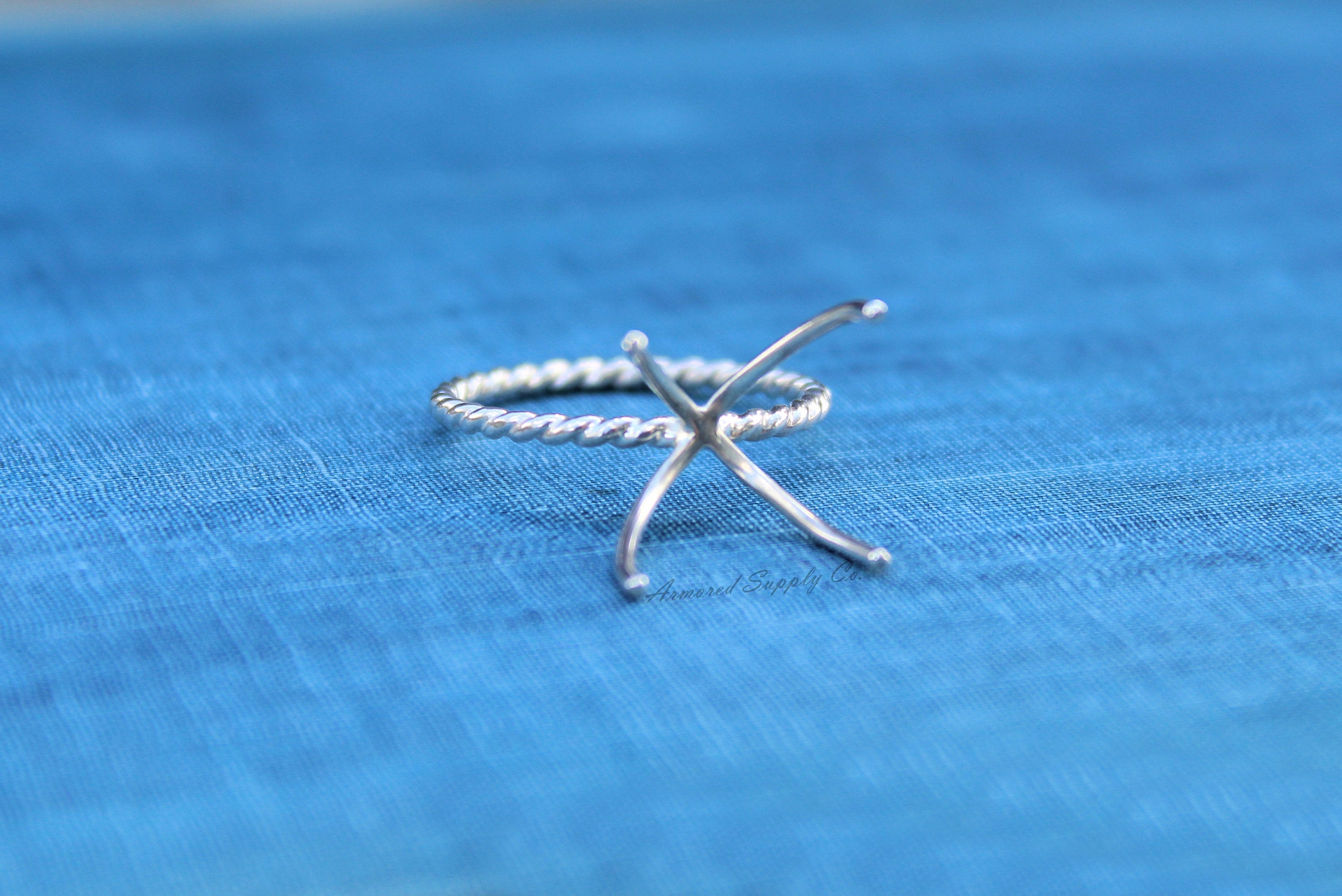 Claw Rope Ring Blank, 4 Prong Raw Stone Silver, Ring Setting, Wholesale Ring, Design Your Ring, DIY Jewelry, Ring Blanks, Jewelry Supplies