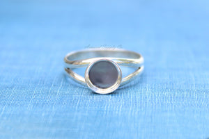 Sterling Silver Double Split Ring Band Bezel Cup Ring blank, Round Cabochon, Breast Milk, DIY jewelry supplies, wholesale jewelry, diy ring