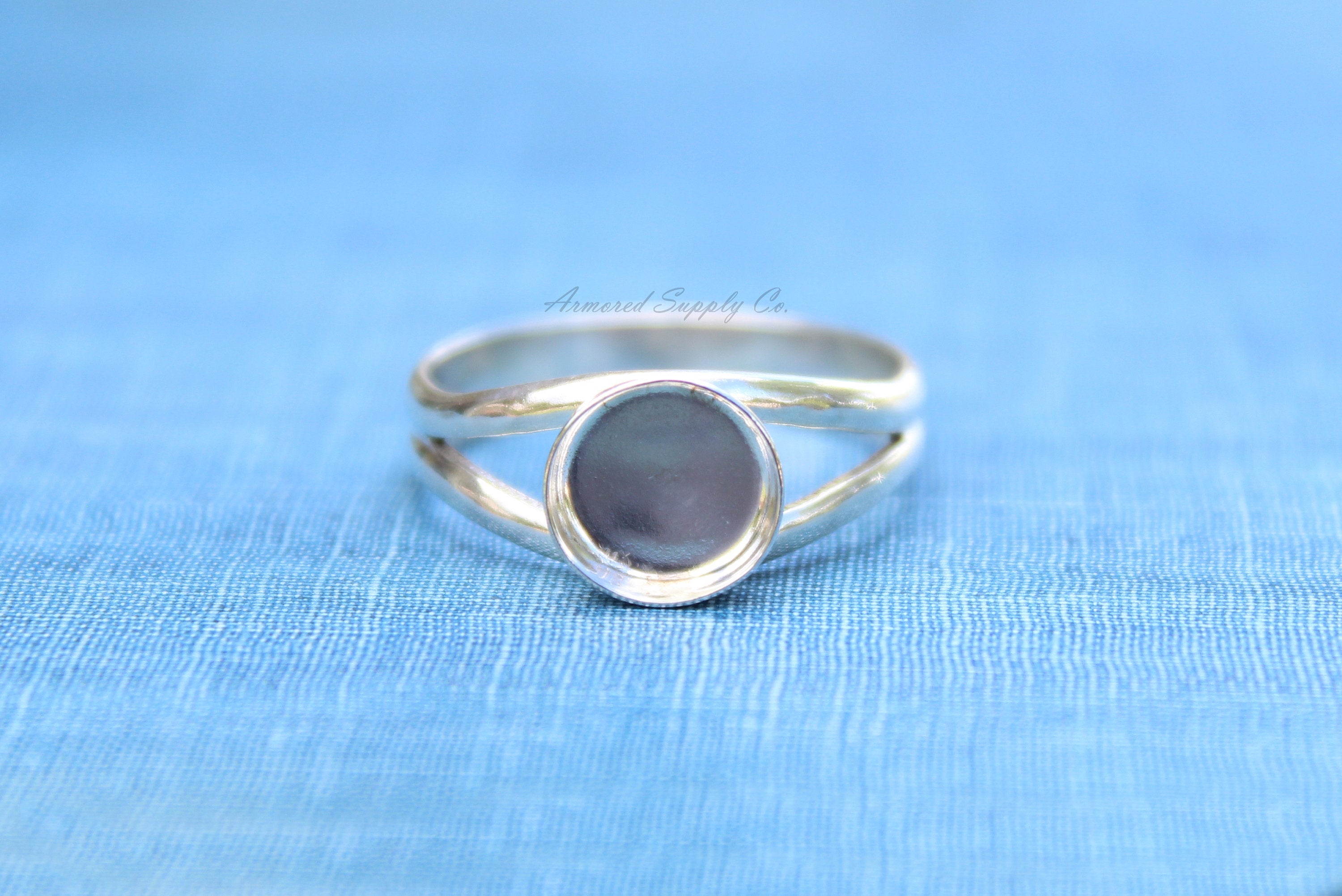 Sterling Silver Double Split Ring Band Bezel Cup Ring blank, Round Cabochon, Breast Milk, DIY jewelry supplies, wholesale jewelry, diy ring