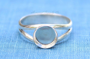 Sterling Silver Double Split Ring Band Bezel Cup Ring blank, Round Cabochon, Breast Milk, DIY jewelry supplies, wholesale jewelry, diy ring