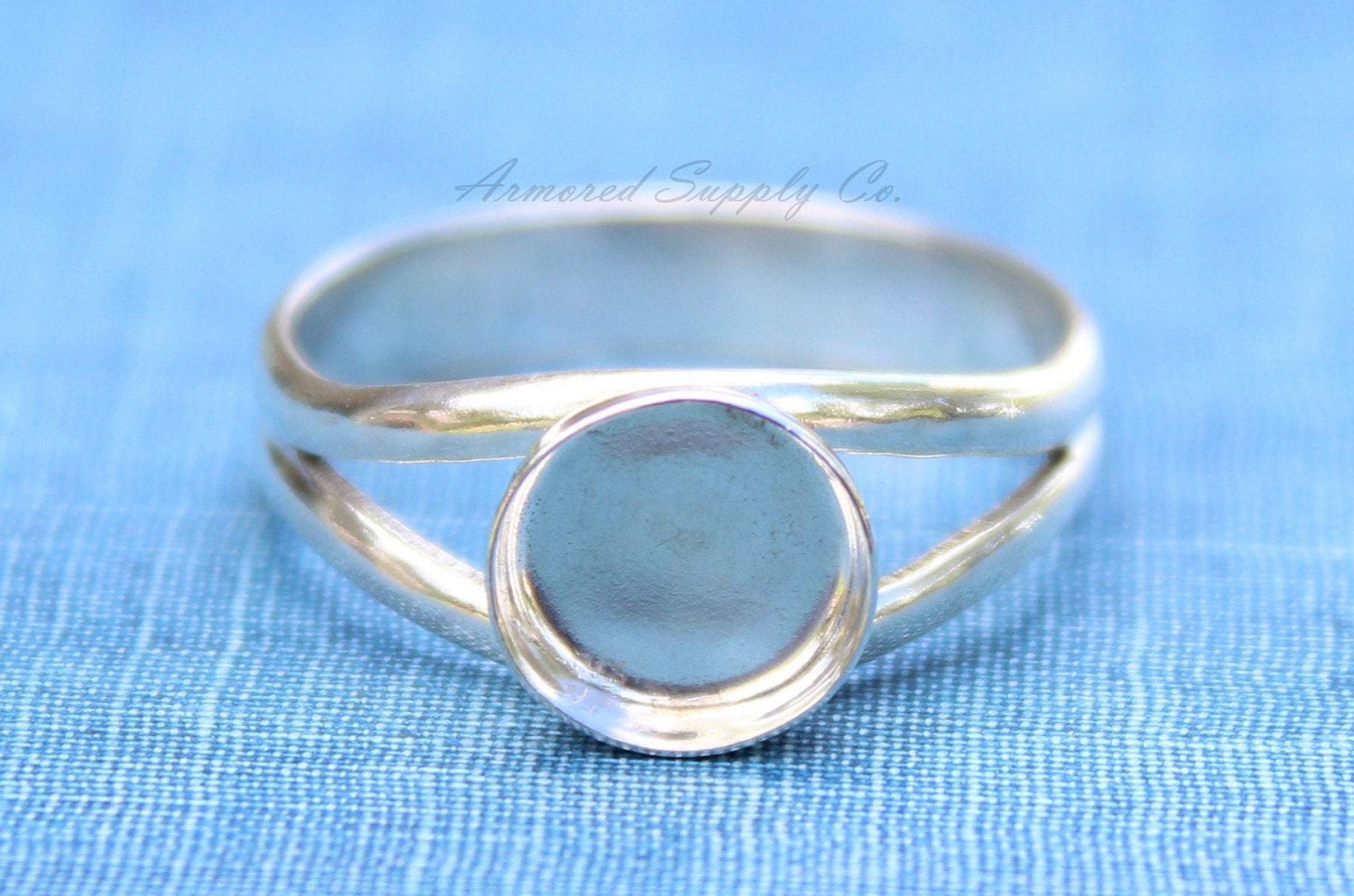 Sterling Silver Double Split Ring Band Bezel Cup Ring blank, Round Cabochon, Breast Milk, DIY jewelry supplies, wholesale jewelry, diy ring